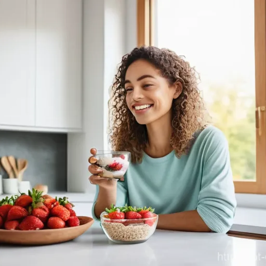 우울증 환자에게 추천하는 건강한 간식 - **"Smart Snacking for Mental Clarity"**
A serene, well-lit scene in a modern, minimalist kitchen...